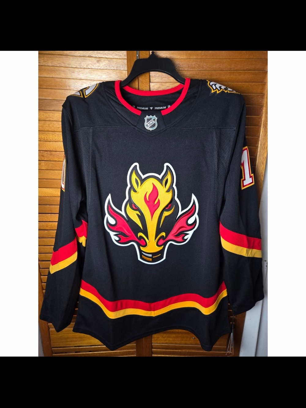 Fanatics Calgary Flames Premium Huberdeau Blasty Jersey Black Mens 46